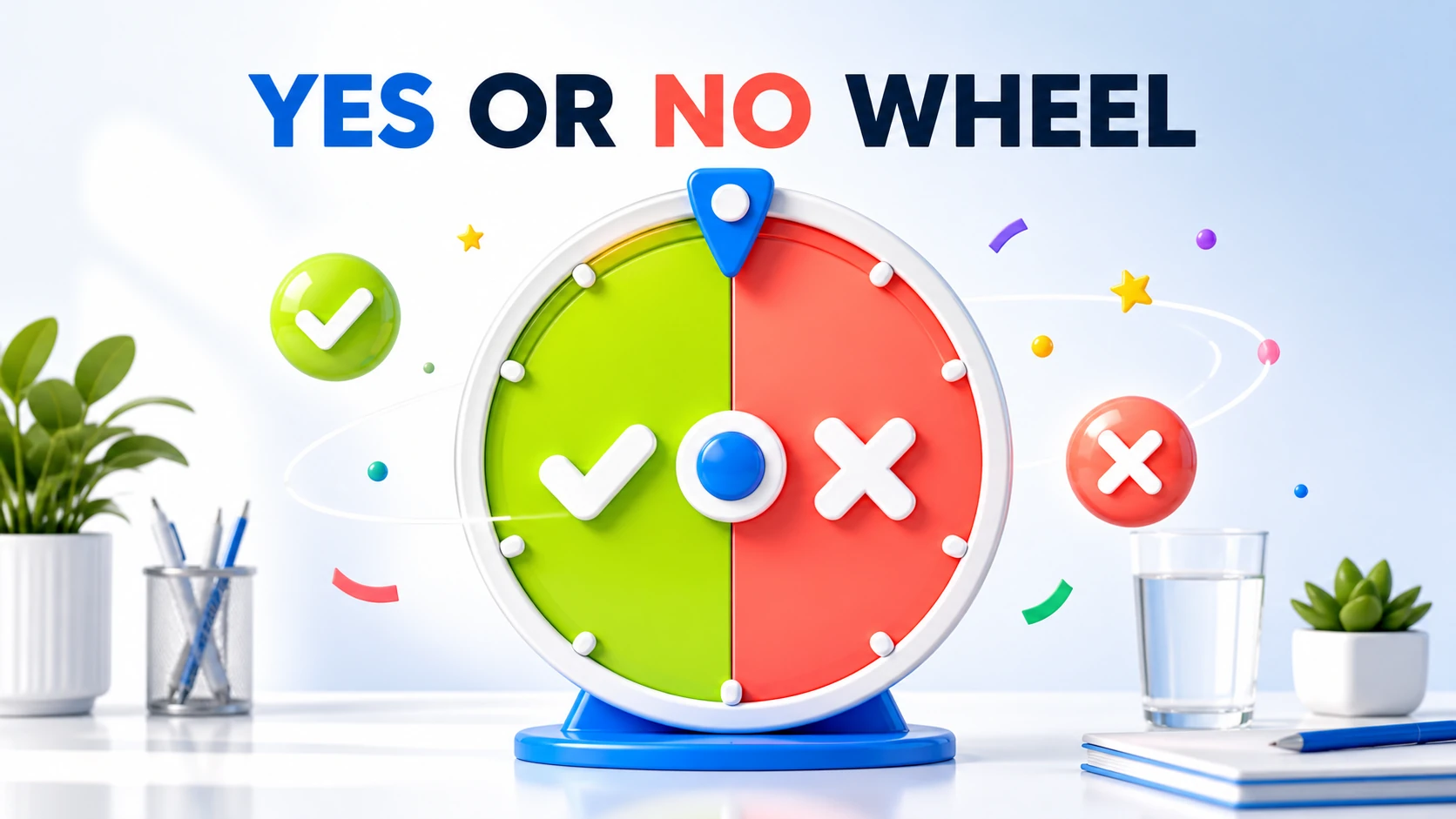 Yes or No Picker Wheel article illustration Light-theme Yes or No Wheel illustration with a green and red picker wheel